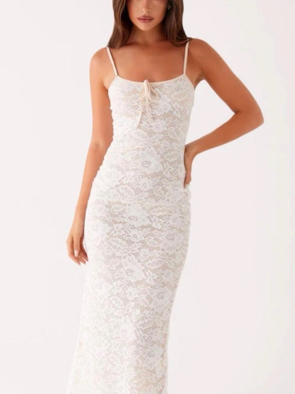 Peppermayo White Lace Midi Slip Dress